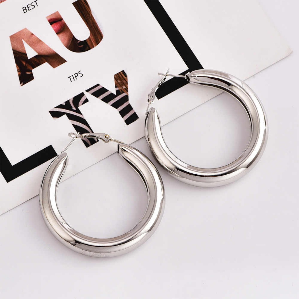 Chunky Silver Hoop Earrings